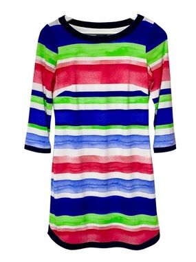 💙Vince Camuto Multicolor Striped Mini Dress - 3/4 Sleeves- Summer Style💙